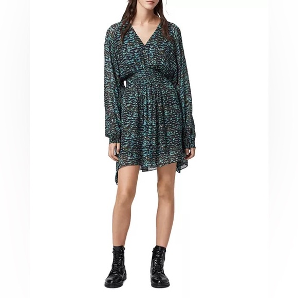 ALLSAINTS Nichola Plume Smocked Dress size XS